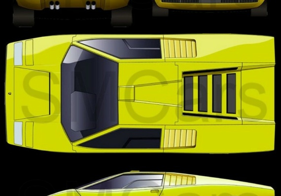 Lamborghini Countach LP500 (Lamborgini Kountach LP500) - drawings (drawings) of the car